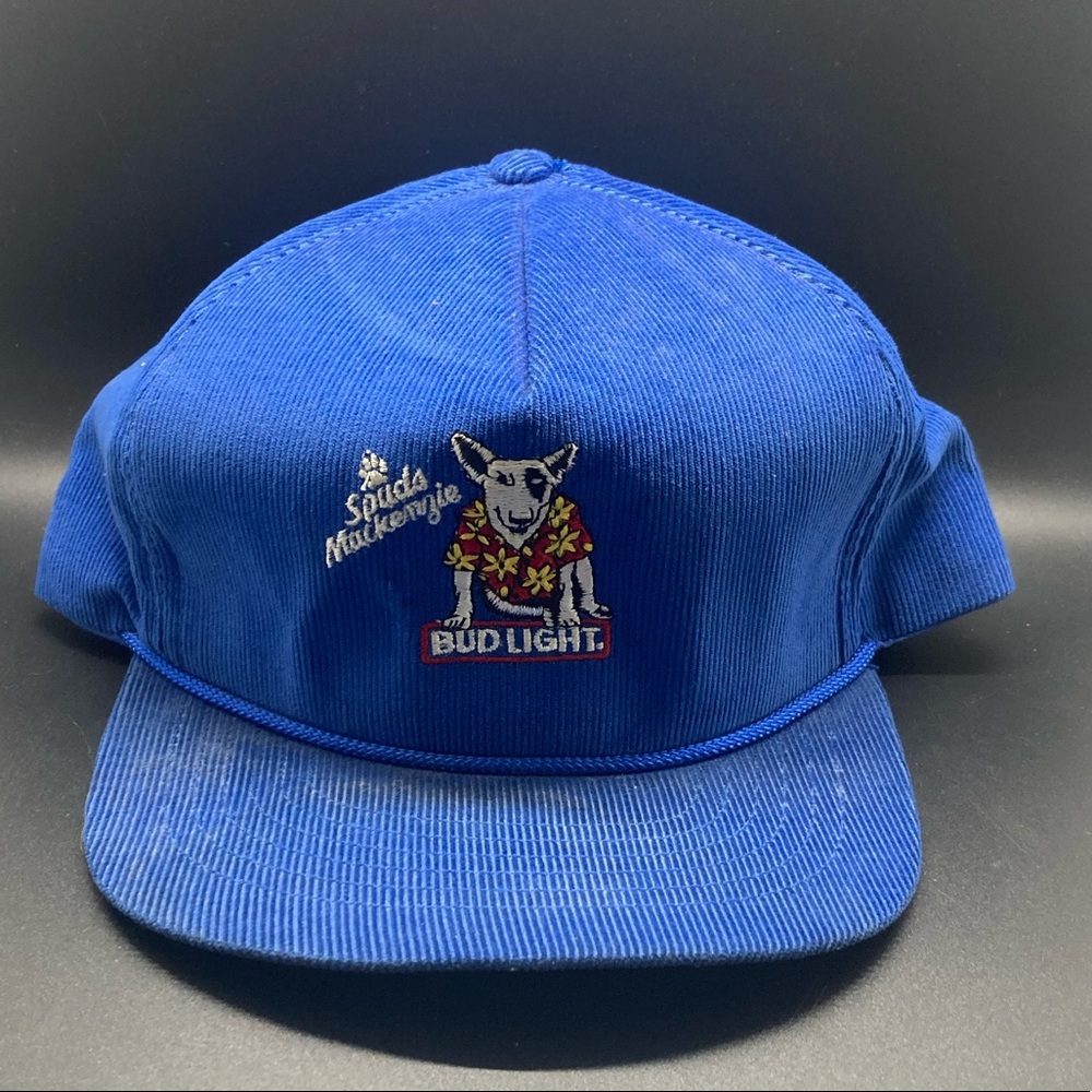 Vintage Spuds Mackenzie Bus Light Snap Back Hat Blue W/ Rope